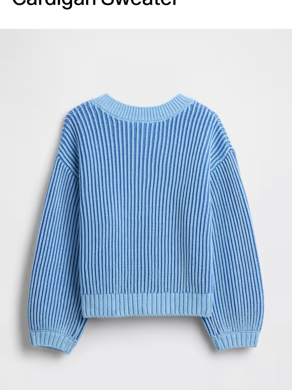 GAP Baby Blue Ribbed Button-Front Cardigan - Picture 3 of 3